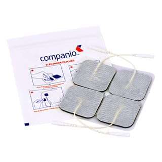 Companio Electrode Patches -TENS/EMS Unit Patches- 2'' Electrode Replacement Patches - Upgraded Self-Stick Performance - Non-Irritating Design for Electrotherapy & Pulse Massagers(set of 4)-5x5 cm 1