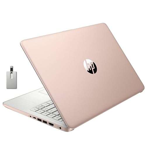 HP Stream 14" HD BrightView Laptop, Intel Celeron N4120 Processor, 16GB RAM, 64GB SSD, Intel HD Graphics, 720p Webcam, Rose Gold, Win 11, 32GB Hotface USB Card, 1 Year Office 365 1