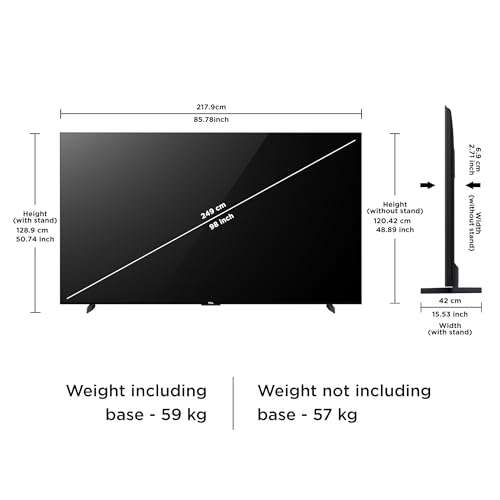 TCL 249 cm (98 inches) 4K Ultra HD Smart QD-Mini LED Google TV 98C755 (Black) 4