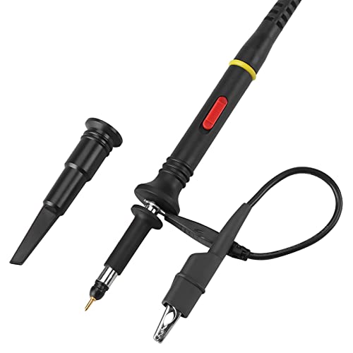 Oumefar High Sensitivity Premium Oscilloscope Scope Test Probe Clip BNC 200Mhz 10:1 and 1:1 Black Scope Test BNC End Probe with Accessory Kit for multimeter Pack of 2 6