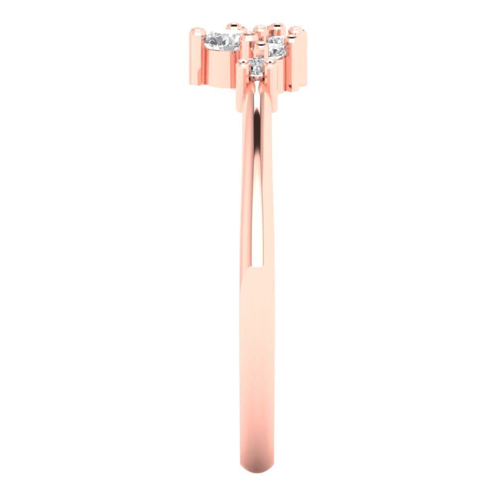 Clara Pucci 0.17Ct Round Cut Synthetic Moissanite 18K Rose Gold Engagement Wedding Stackable Band SZ 3.5 4