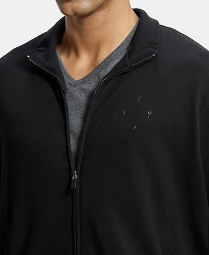 Jockey 2730 Men's Super Combed Cotton French Terry Jacket with Ribbed Cuffs and Convenient Side Pockets_Black_S 5