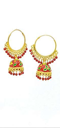 SAVII stylish bali jhumki for girls and women (RED) 4