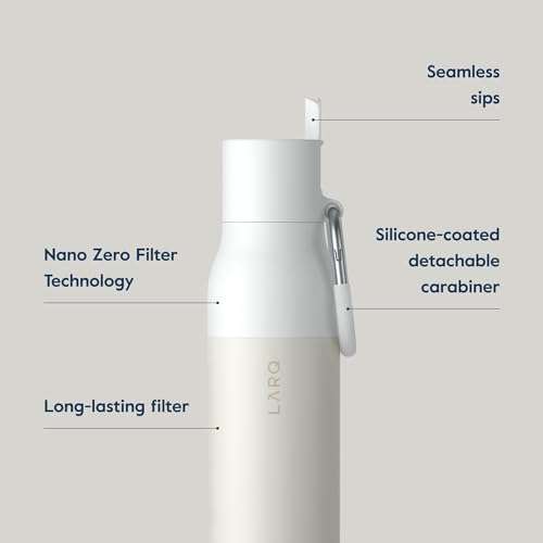 LARQ Bottle Filtered - Insulated Stainless Steel Water Bottle BPA Free with Nano Zero Technology and Long-Lasting Filters, Granite White, 25oz 3