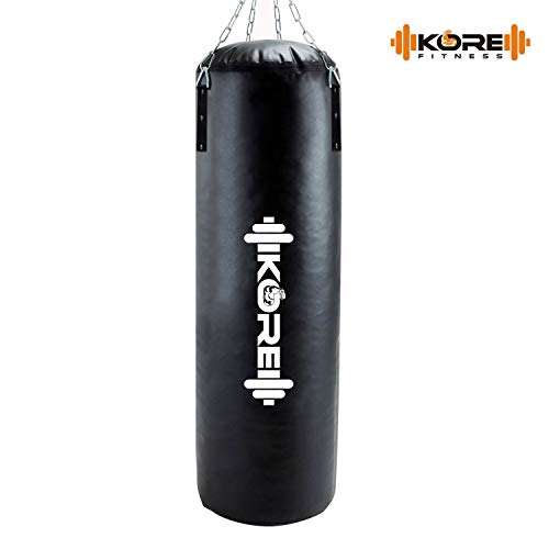 KORE Phantom 2 Feet Filled Heavy Black Punching Bag SRF Material Boxing MMA Sparring Punching Training Kickboxing Muay Thai with Rust Proof Stainless Steel Hanging Chain 2