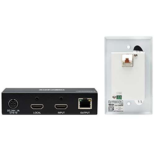 Tripp Lite HDMI Over Ethernet Cat6 Extender Kit with Wall Plate Receiver - Up to 230 feet or 70.1 Meters - 4K 60Hz Video, 4:4:4, HDR PoC, TAA Compliant (B127A-1A1-BHFH) 2