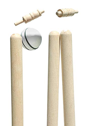 Wooden Cricket Stumps Set (Pack of 3 Wicket, 2 BAILS and 1 Base) 2