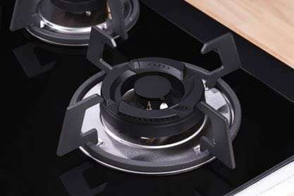 Bosch Built in Gas Hob Black Tempered glass Glass 3 Burner Auto Ignition 70 cm 2 Mini Triple Ring Brass Burner and 1 Double Ring Brass (PMD83D31NX) 3