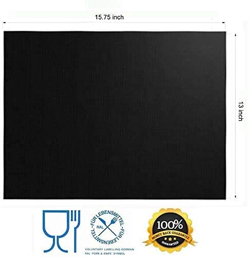 Kienlix Grill Mat Set of 4-100% Non-Stick BBQ Grill Mats, Heavy Duty, Reusable, and Easy to Clean - Works on Electric Grill Gas Charcoal BBQ - 15.75 x 13-Inch, Black 4