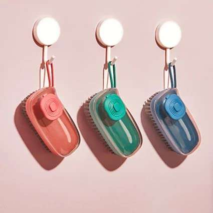 YELONA® Dish Soap Dispenser Scrub Cleaning Brush Set Household Cleaning Tools Washing Brush for Laundry Cloth Shoe, Good Scrubber Cleaner for Bathroom Kitchen Tub Shower Sink Carpet-[Pack of 3] 3