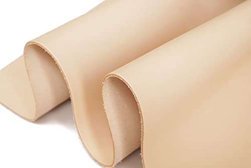 Vegetable Tanned Leather Sheets for Crafts (7-8oz | 3.0mm Thickness) Full Grain Tooling Leather Thick Cowhide Crafting Heavy Weight Leather (Natural-3.0mm,12"x12") 3