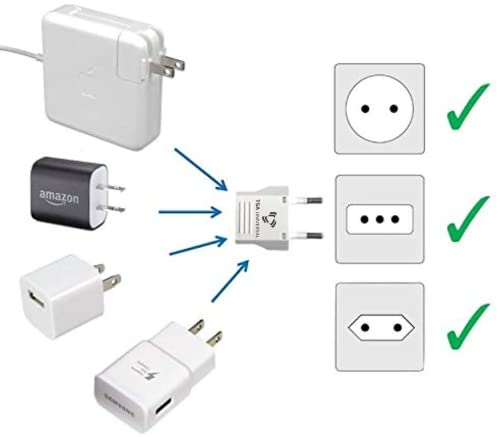 United States to Sweden Travel Power Adapter to Connect North American Electrical Plugs to Swedish Outlets for Cell Phones, Tablets, eReaders, and More (6-Pack, White) 3