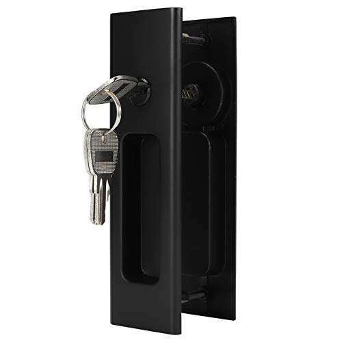 Zinc Alloy Sliding Door Lock Handle Set Bathroom Balcony Cabinet Door Hardware Fittings Mortise Locks (Classic Black Single Hook Sliding Door Lock) 5