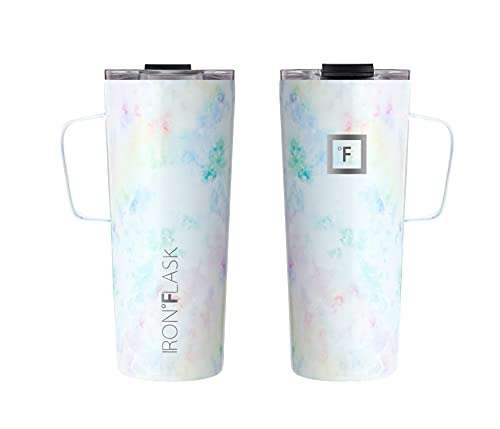 IRON °FLASK Grip Novelty Coffee Mug - Leak Proof, Vacuum Insulated Stainless Steel Bottle, Double Walled, Thermo Travel, Hot Cold, Water Metal Canteen - Pearl, 16 Oz - Rubber Bottom 3