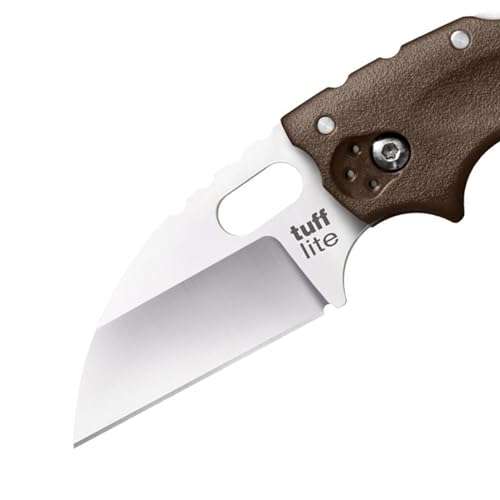 Cold Steel Tuff Lite 2.5" AUS8A Sheepsfoot Razor-Sharp Plain Blade 3.5" Griv-Ex FDE Handle Pocket Folding Knife, Boxed 3