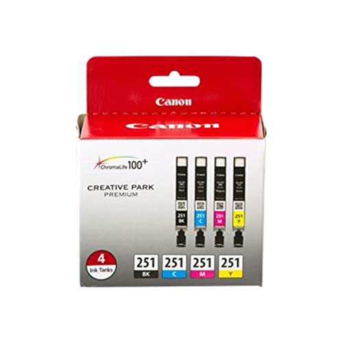 Canon CLI-251 BK/CMY 4PK Compatible to MG6320, iP7220, MG5420, MX922, MG7120, MG6420, MG5520, iX6820, iP8720, MG7520, MG6620, MG5620 2