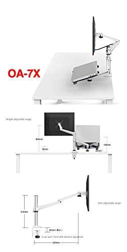 NBGYS OA-7X Multimedia Desktop Dual Arm 27 inch LCD Monior Holder+ Laptop Holder Stand Table Full Motion Dual Monitor Mount Arm Stand 6