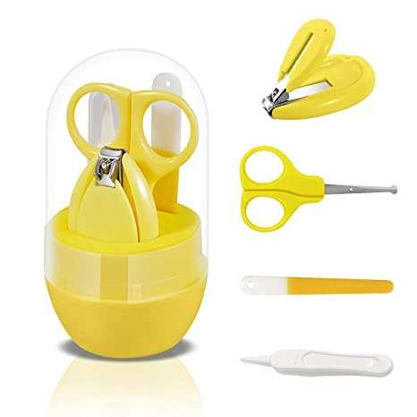 Little Fingers 4-in-1 Baby Grooming Kit/Nailcare kit for Newborn- Healthcare Daily Hygiene Set- Pack of 1 (Different Colors Available) (Yellow) 6