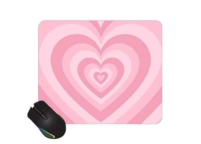OUTFITQUE Cute Mouse Pad - Printed Mousepad with Anti-Slip Rubber Base & Smooth Mouse Control for Laptop, Gaming, Notepad, Desktops (Pink Hearts) 1
