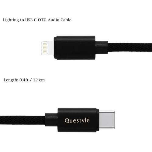 Questyle USB C DAC OTG Cable MFI Certified Audio Adapter for iPhone 13/12/11/X/8/7/6/Plus, iPad Pro/Air/Mini, iOS15 to Type C Male Adaptor (Only fit for Amplifier M12i M15i) 2