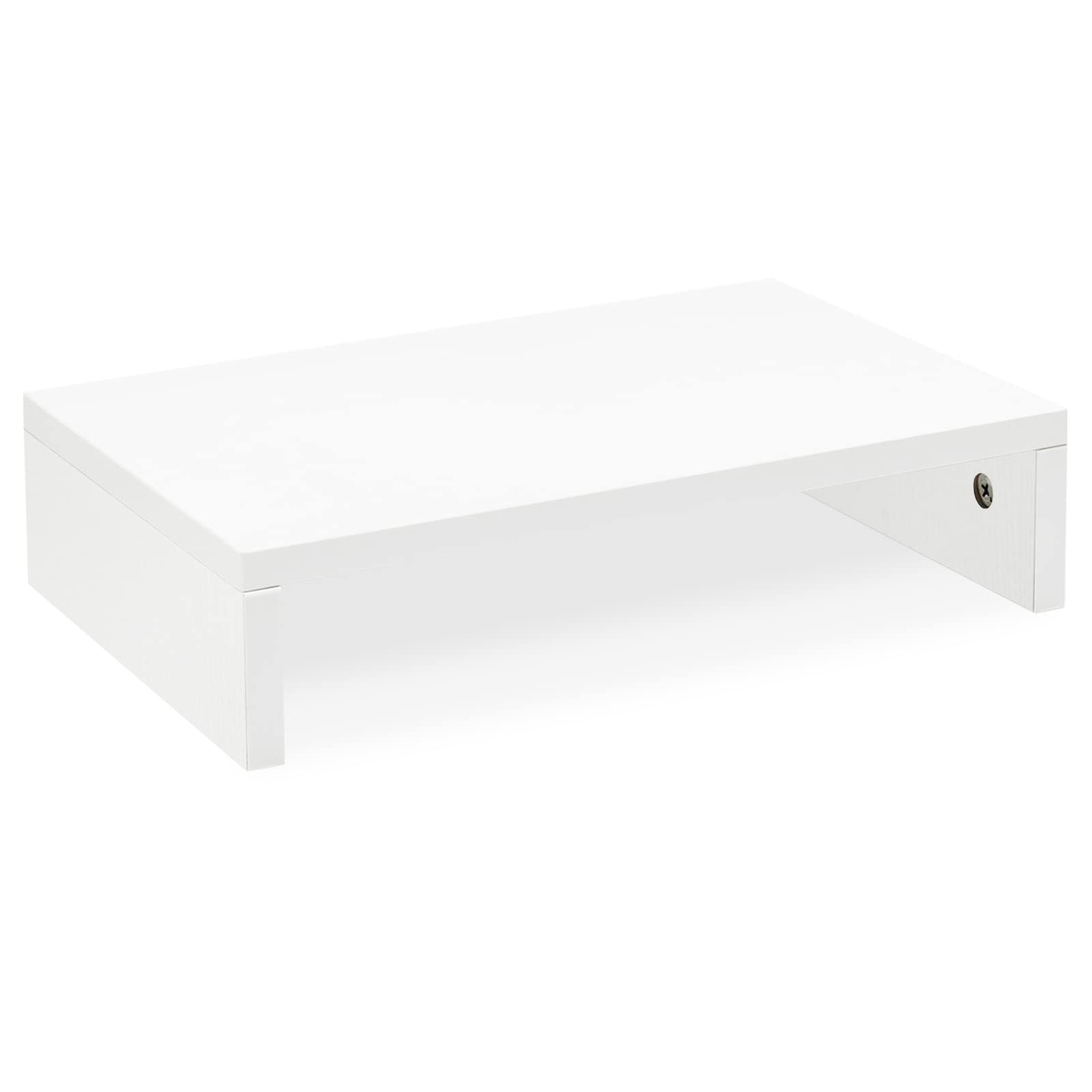 TEAMIX 20 inch + 14.2 inch White Monitor Stand Riser, Wood Monitor Stand for Desk TV/Screen/PC/Printer/Laptop Riser, Computer Stand with Keyboard Organizer, Desktop Shelf, Monitor Riser . 3