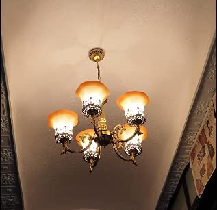 KINIS 5 Light Modern Design Golden Antique Jhoomar/Chandelier/Jhoomar Hanging Light/Jhoomar Ceiling Light to Décor Home/Living Room/Bedroom/Office/Dining/Cafe/Restaurants 4