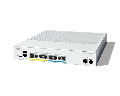 Cisco Catalyst 1300-8MGP-2X Managed Switch, 4 Port GE, 4 Port 2.5GE, PoE, 2x10GE SFP+, Limited Lifetime Protection (C1300-8MGP-2X) 1
