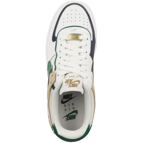 NIKE Air Force 1 Shadow Women's Shoes, White Malachite Sesame Midnight Navy, 7.5 2