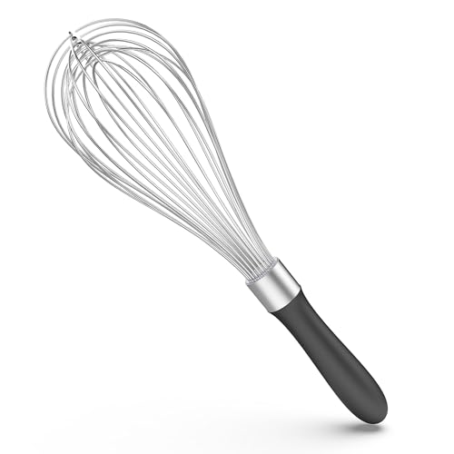 U-Taste Balloon Whisk for Cooking: 18/10 Stainless Steel Kitchen Wire Whisk, 12in Large Heavy Duty Egg Beater, Manual Mixing Tool with 12 High Flex Wires for Stirring, Blending Sauce (Black) 1