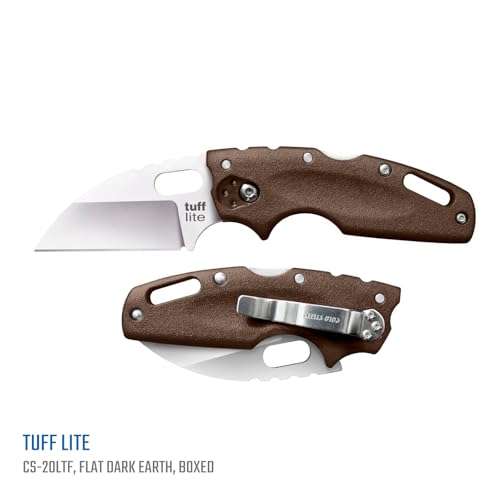 Cold Steel Tuff Lite 2.5" AUS8A Sheepsfoot Razor-Sharp Plain Blade 3.5" Griv-Ex FDE Handle Pocket Folding Knife, Boxed 2