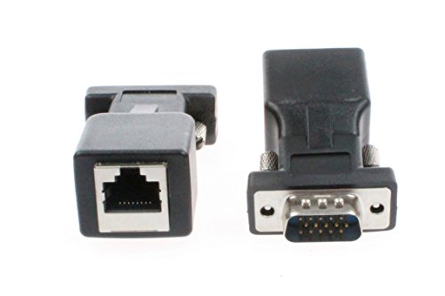NOYITO VGA to RJ45 Adapter VGA Extender VGA 15 Pin to RJ45 Male Female Network Cable Connector Support 720P 1080I 1080P Analog HD Transmission (Pack of 2) (1 Male + 1 Female) 3