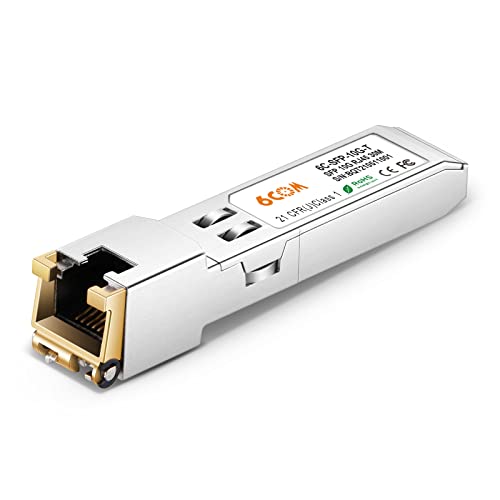 6COM 10GBase-T SFP+ Copper Transceiver, 10G SFP 10G-T RJ45 Module up to 30 Meters, Compatible for Ubiquiti UF-RJ45-10G, Netgear AXM765, and Other Open Switches 1