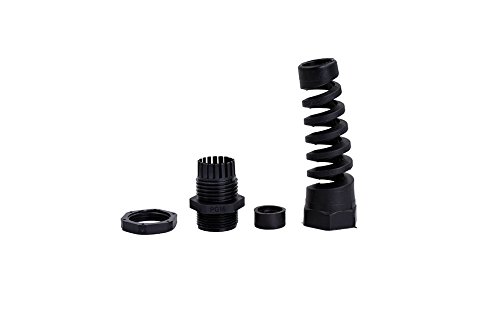 Tusrai 10pcs IP68 Waterproof M22 PG16 Cable Gland Connector Flex Spiral Strain Relief Protector with Lock Nut Rubber Washer for 10-14mm Wire Thread 4