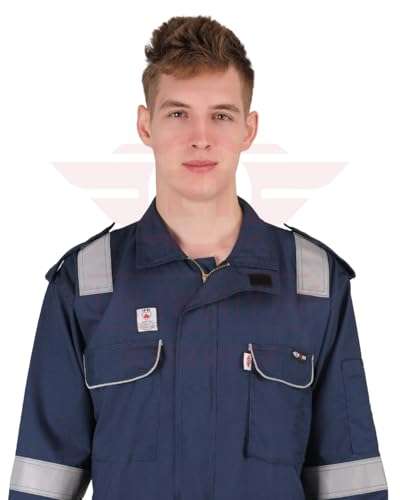 CLUB TWENTY ONE Inherent Fire Resistant Aramid 93/5/2 Premium IFR Coverall Suit for Men, Workwear FR Suit (Size - Large) Color - Royal Blue 3