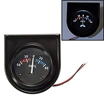 Ubersweet® Car Black Pointer AMPS Meter 60-0-60A White LED Light 2'' 52mm 1