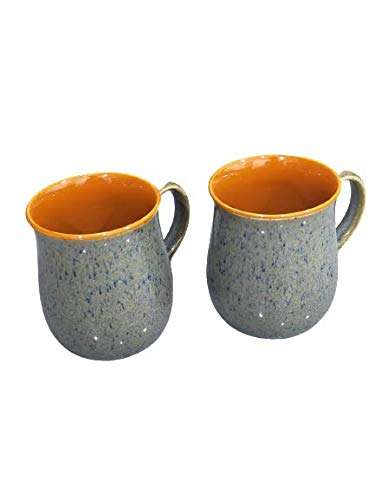Caffeine Ceramic Handmade Slate Grey & Brown Studio Tea Cups (Set of 2 pcs) 3