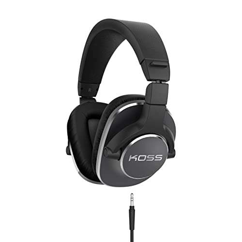 Koss Pro4S Full Size Over-Ear Studio Headphones, Detachable Cord with Dual Choice Entry, Black with Silver Trim 1