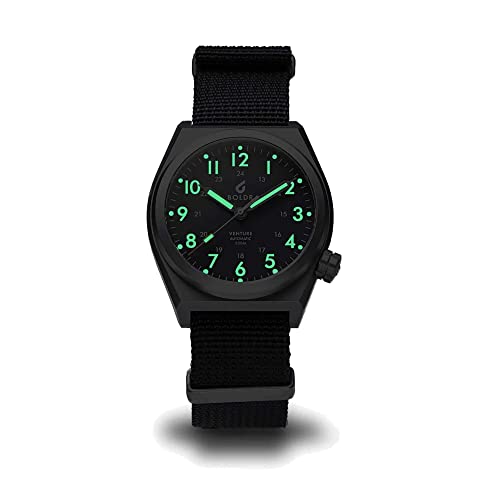 BOLDR Venture Automatic Watch for Men, 38mm Titanium Case, Nylon Strap, Water Resistant 200m - Carbon Black 2