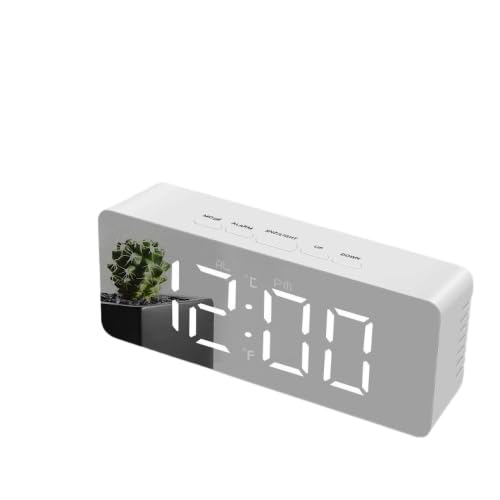 AKSHA SALES Digital LED Mirror Alarm Clock for Heavy Sleepers Kids Large LED Display with Snooze Time Temperature Function for Bedroom, Office, Travel Battery Powered and USB Power 5