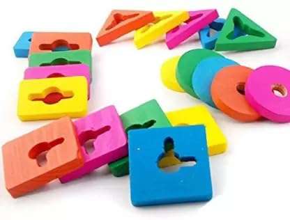 Skywalk Wooden Intellectual Geometric Shape Matching Five Column Blocks Early Educational & Learning Toys,Wooden Geometric Shape Sorter Puzzle 4