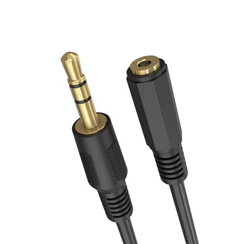 Cmple - Headphone Extension Cable 6 Inches 3.5mm AUX Extension Cord Male to Female Stereo Audio Adapter Cable, 1/8 TRS Aux Extender Cable - Black