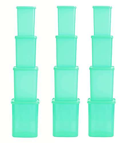 Varmora Plastic Full Storage Container Set, Pista Green, 12 Pieces 1