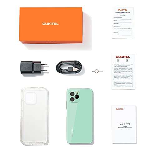 OUKITEL C21 Pro Unlocked Android 11 Smartphone with 6.39" HD+ Display, 4GB RAM, 64GB ROM, 21MP Camera, 4000mAh Battery, Dual SIM, Face ID - Green 6