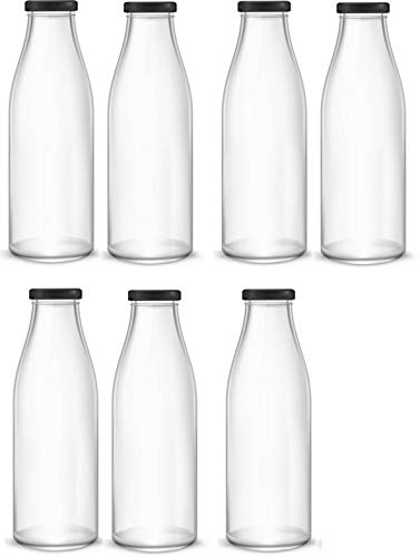 1st Time Multipurpose Kitchen Storage Glass Water & Milk Bottle With Lid, Clear, Pack Of 8, 500 Ml, 6.5 X 6.5 X 20.5 Cm 3