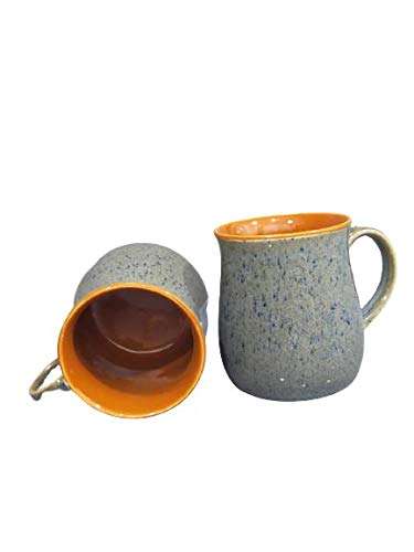 Caffeine Ceramic Handmade Slate Grey & Brown Studio Tea Cups (Set of 2 pcs) 1