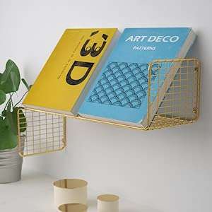 IKEA SVENSHULT Wall Mounted Mesh Net Shelf for Books & Home Decor | Gold (60 x 20 cm) 4