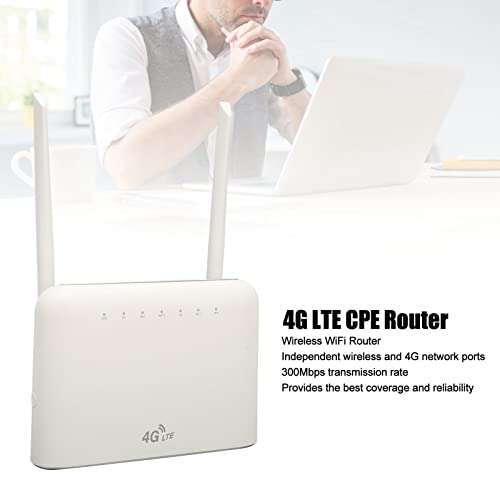Wireless Router, 300Mbps WiFi 4G LTE CPE Router, WiFi Internet Router with Network Cable, for Strong Signal Desktop Computers Monitors 2