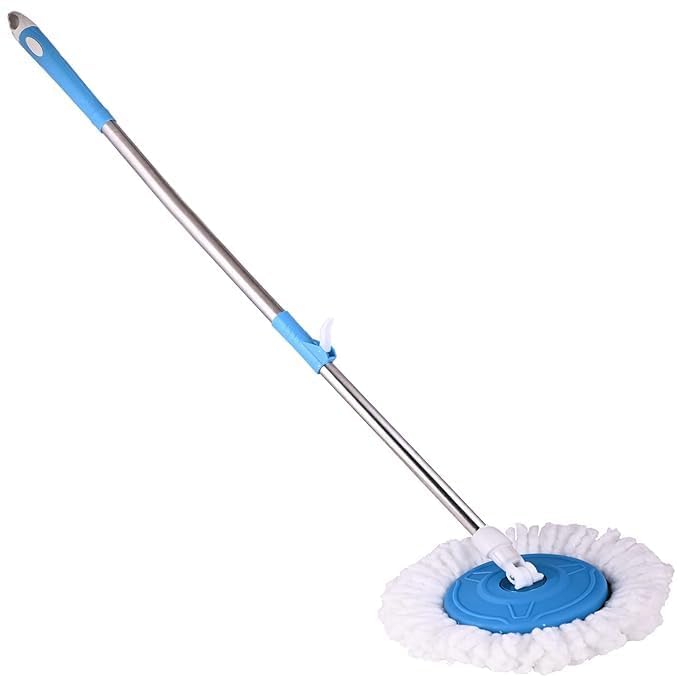 Generic Spin Mop with Microfiber Refill, Blue, 360-Degree Rotating Head, 107cm Extendable Steel Handle, Multi-Surface Floor Cleaning, Non-Slip Grip 1
