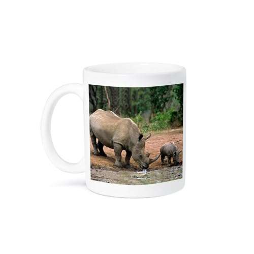 3dRose Black Rhino, Rhinoceros 11oz Mug 1