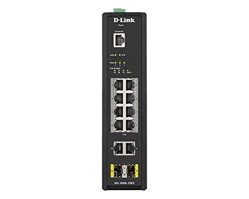 D-Link 12-Port PoE Gigabit Industrial Smart Managed Switch | 8 10/100/1000BASE-T PoE Ports (240W Budget) + 2 10/100/1000BASE-T Ports + 2 SFP Ports | Layer 2 | 6kV Surge (DIS-200G-12PS) 5